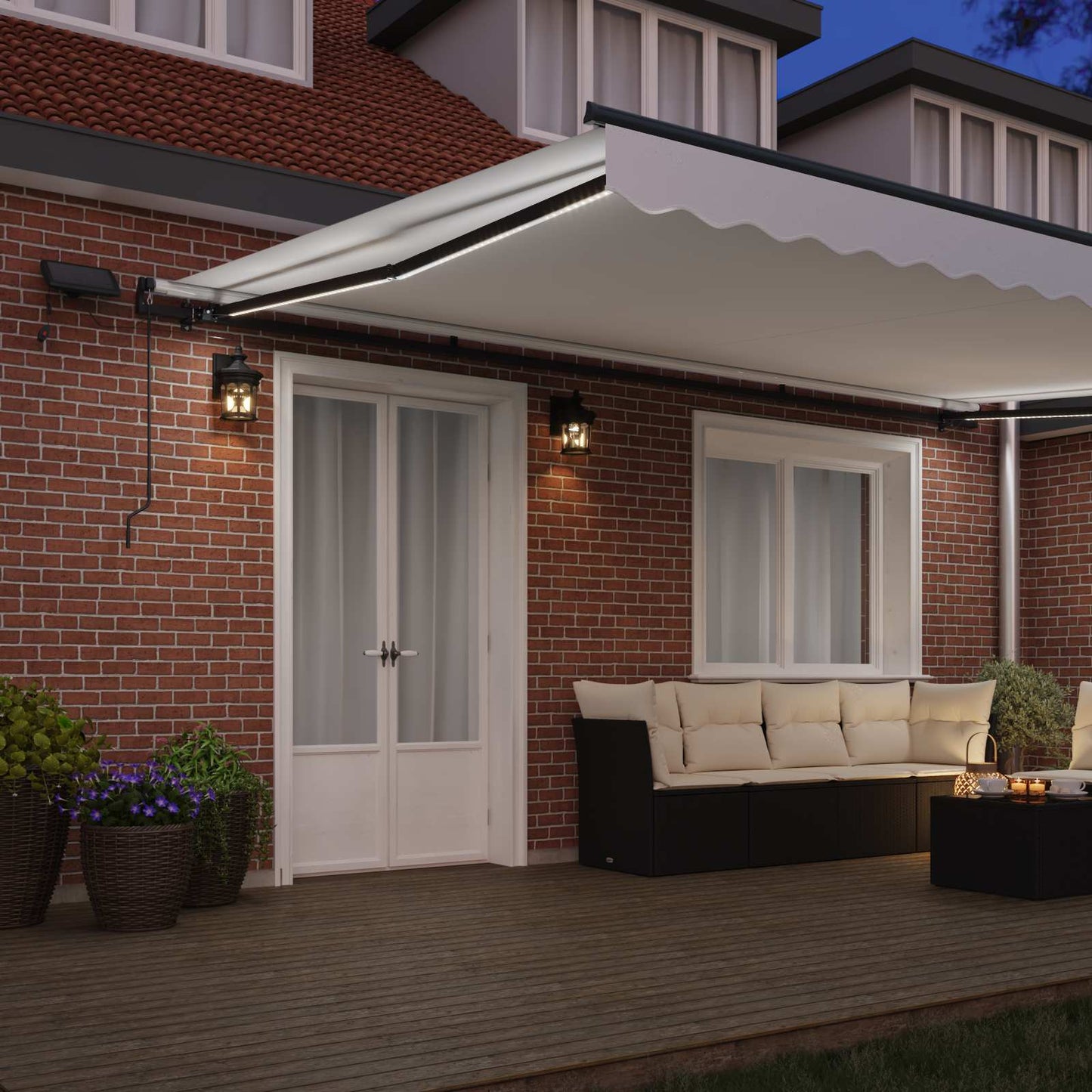 Retractable Awning White 500 x 350 cm Fabric and Aluminium