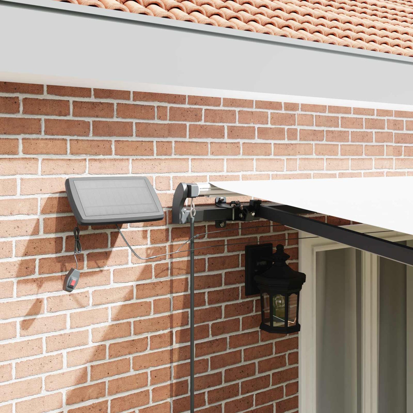 Retractable Awning White 500 x 350 cm Fabric and Aluminium