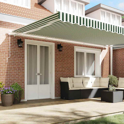 Retractable Awning Green and White 500 x 350 cm