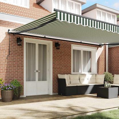 Retractable Awning Green and White 500 x 350 cm