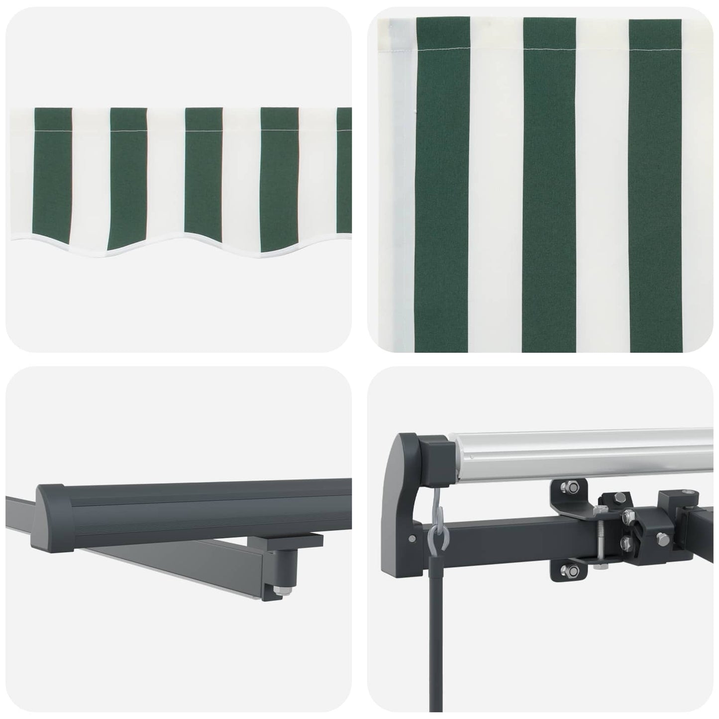 Retractable Awning Green and white 500 x 350 cm Fabric