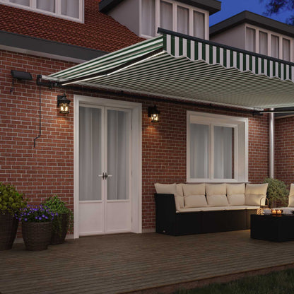 Retractable Awning Green and white 500 x 350 cm Fabric