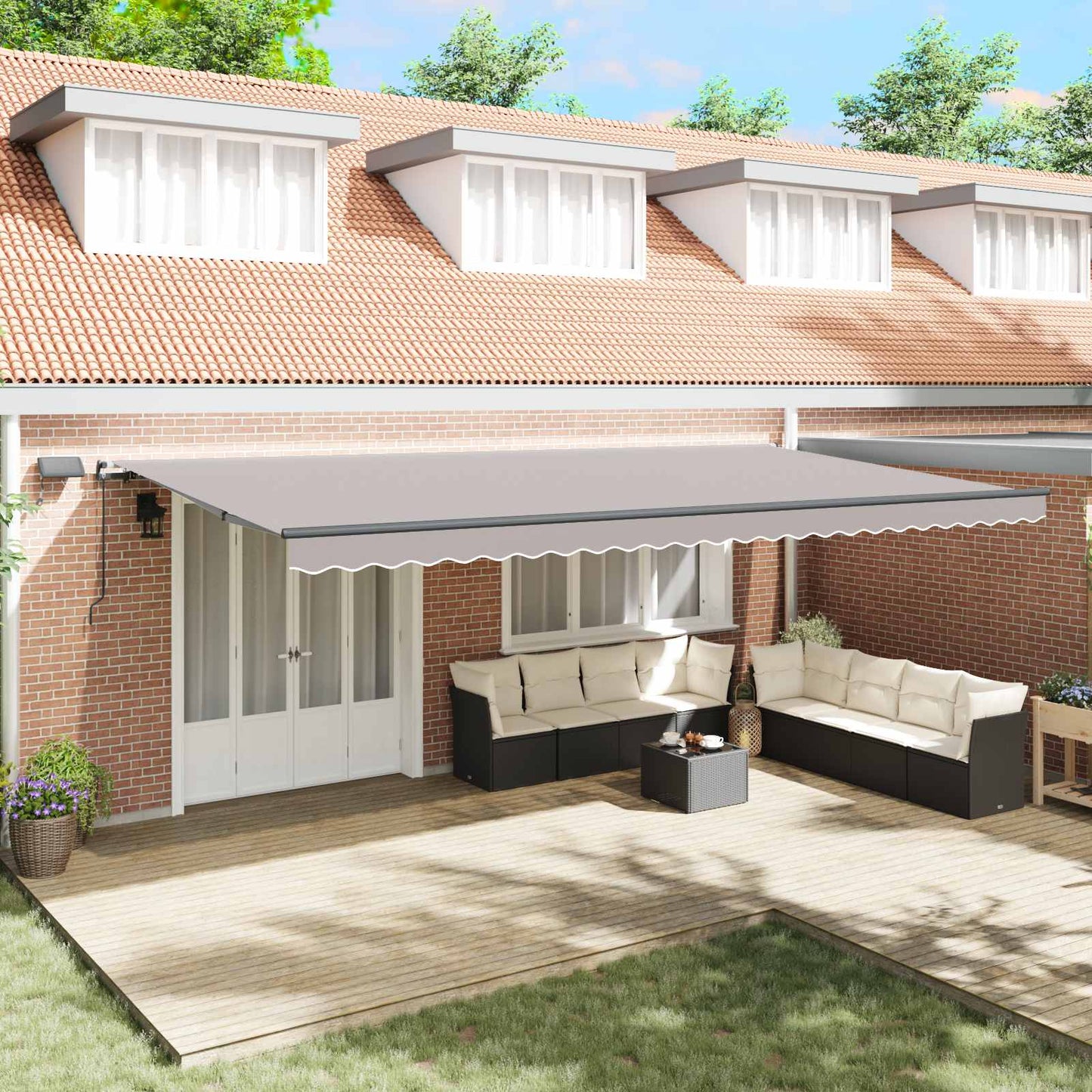 Retractable Awning Light grey 600 x 300 cm Fabric