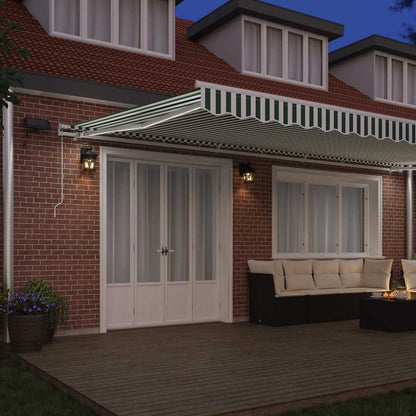 Retractable Awning Green and White 600 x 300 cm