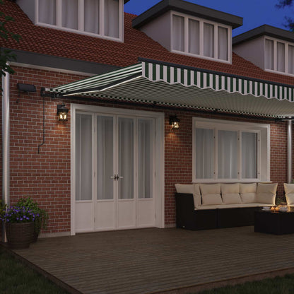 Retractable Awning Green and white 600 x 300 cm Fabric