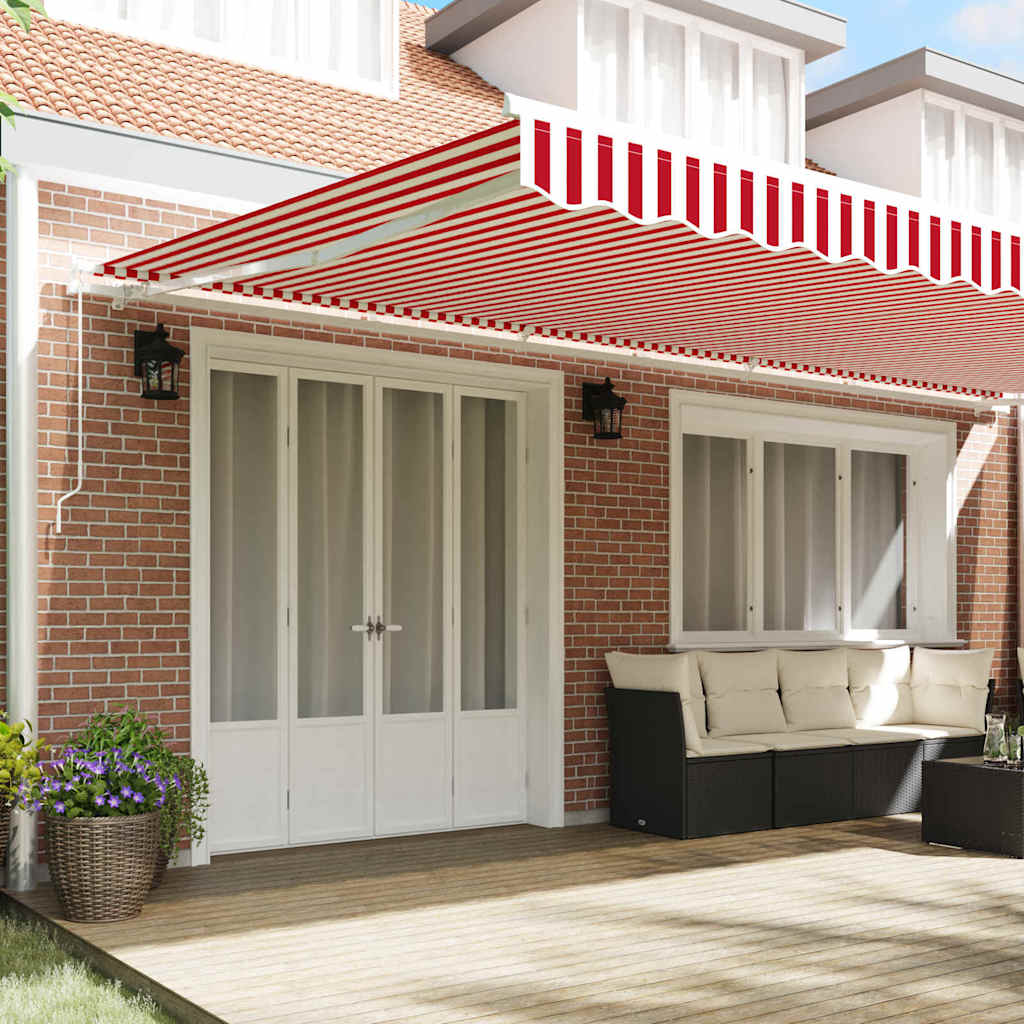 Retractable Awning Red and White 600 x 350 cm