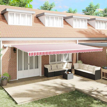 Retractable Awning Red and White 600 x 350 cm
