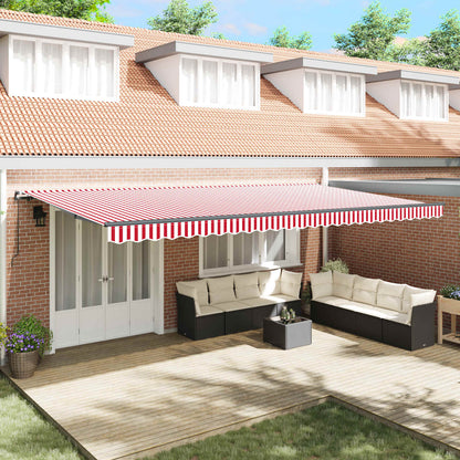 Retractable Awning Red and White 600 x 350 cm