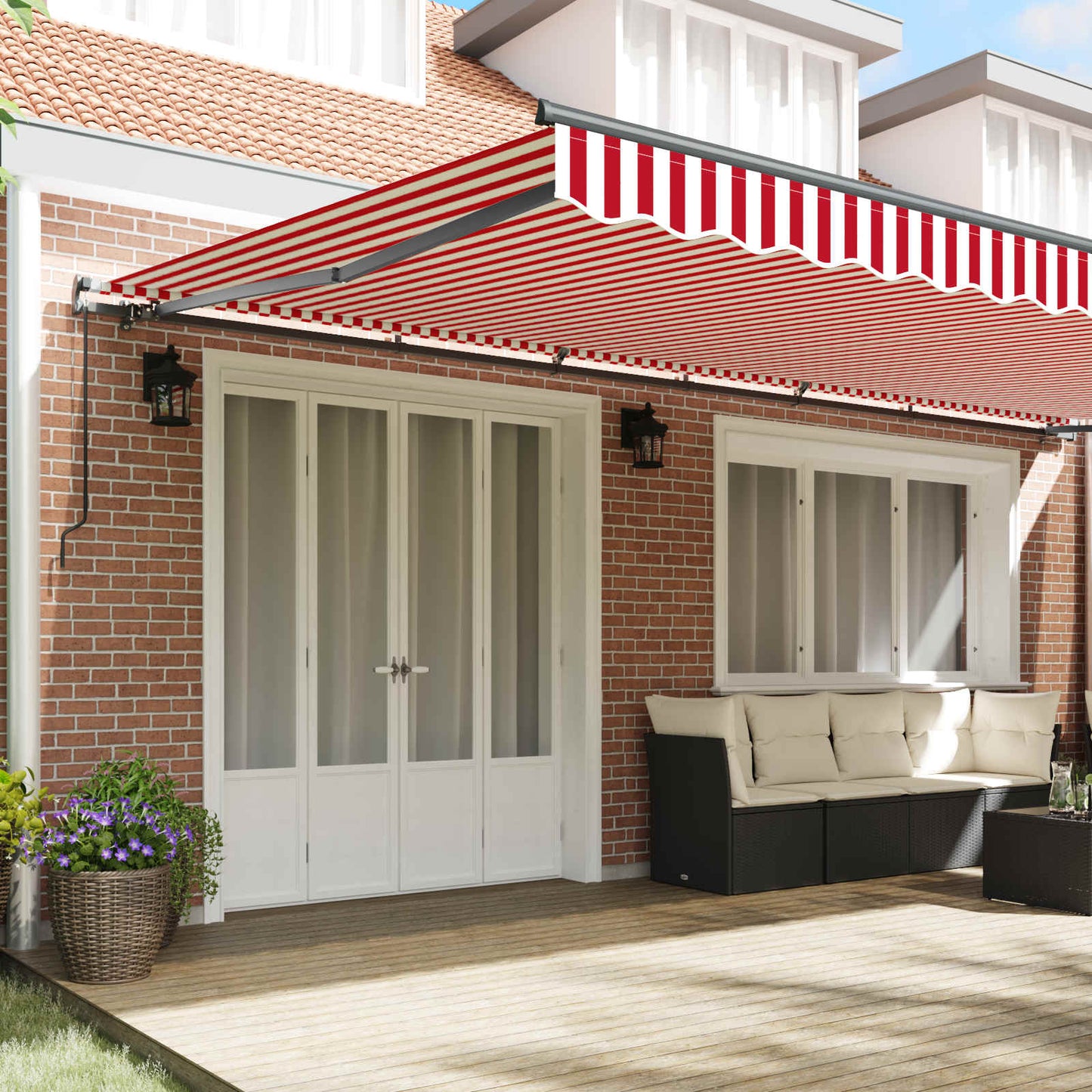 Retractable Awning Red and White 600 x 350 cm