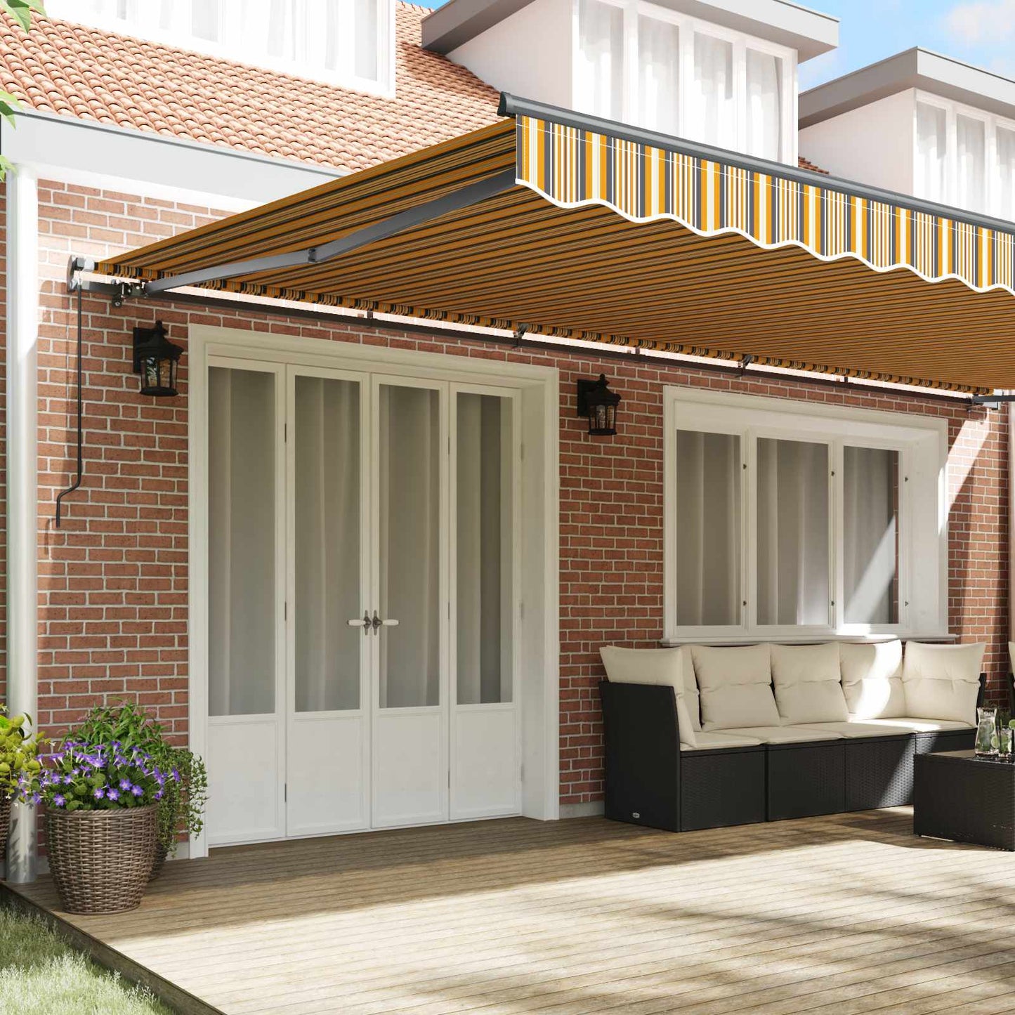Retractable Awning Multicolour 600 x 350 cm Polyester and Steel