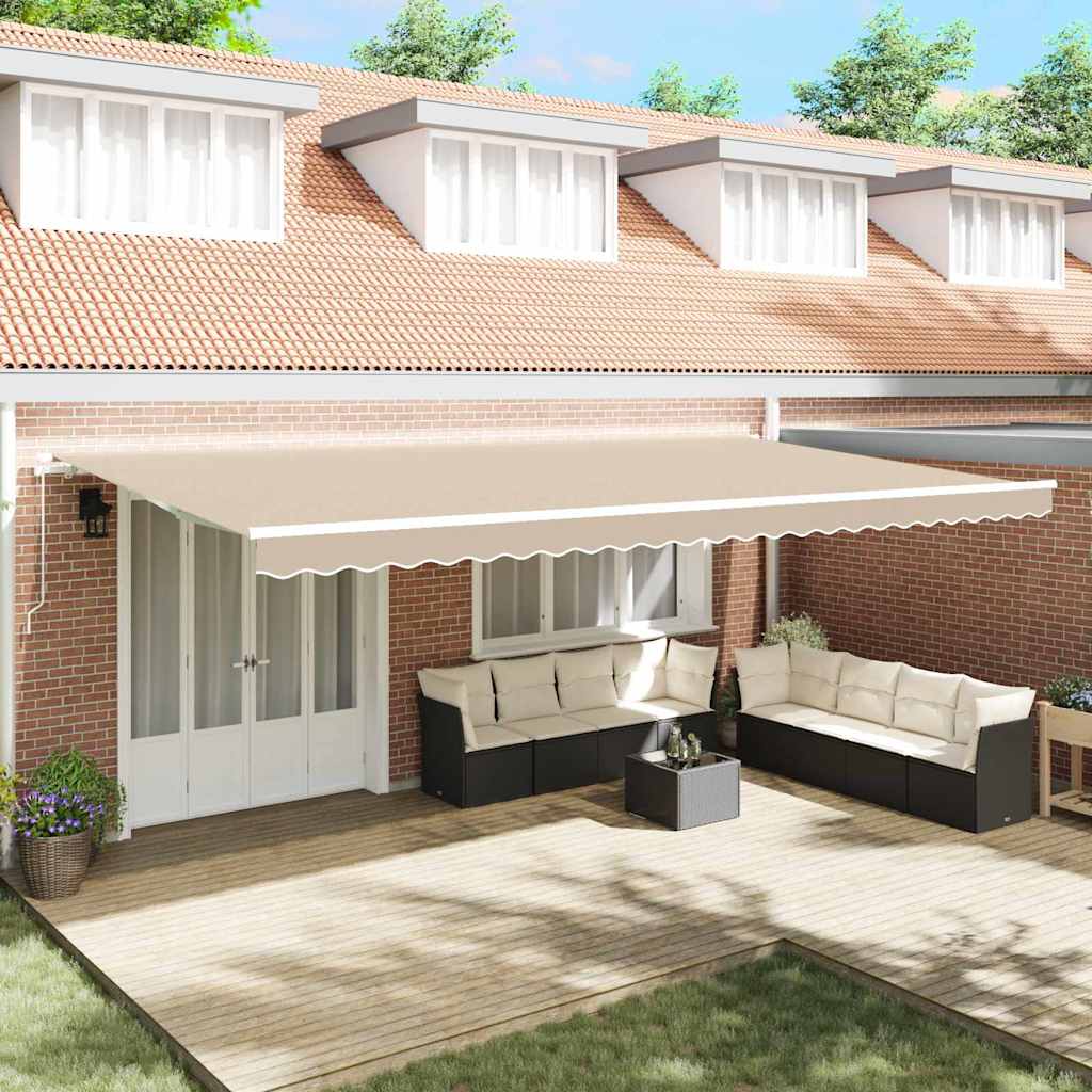 Retractable Awning Beige 600 x 350 cm Polyester and Aluminium
