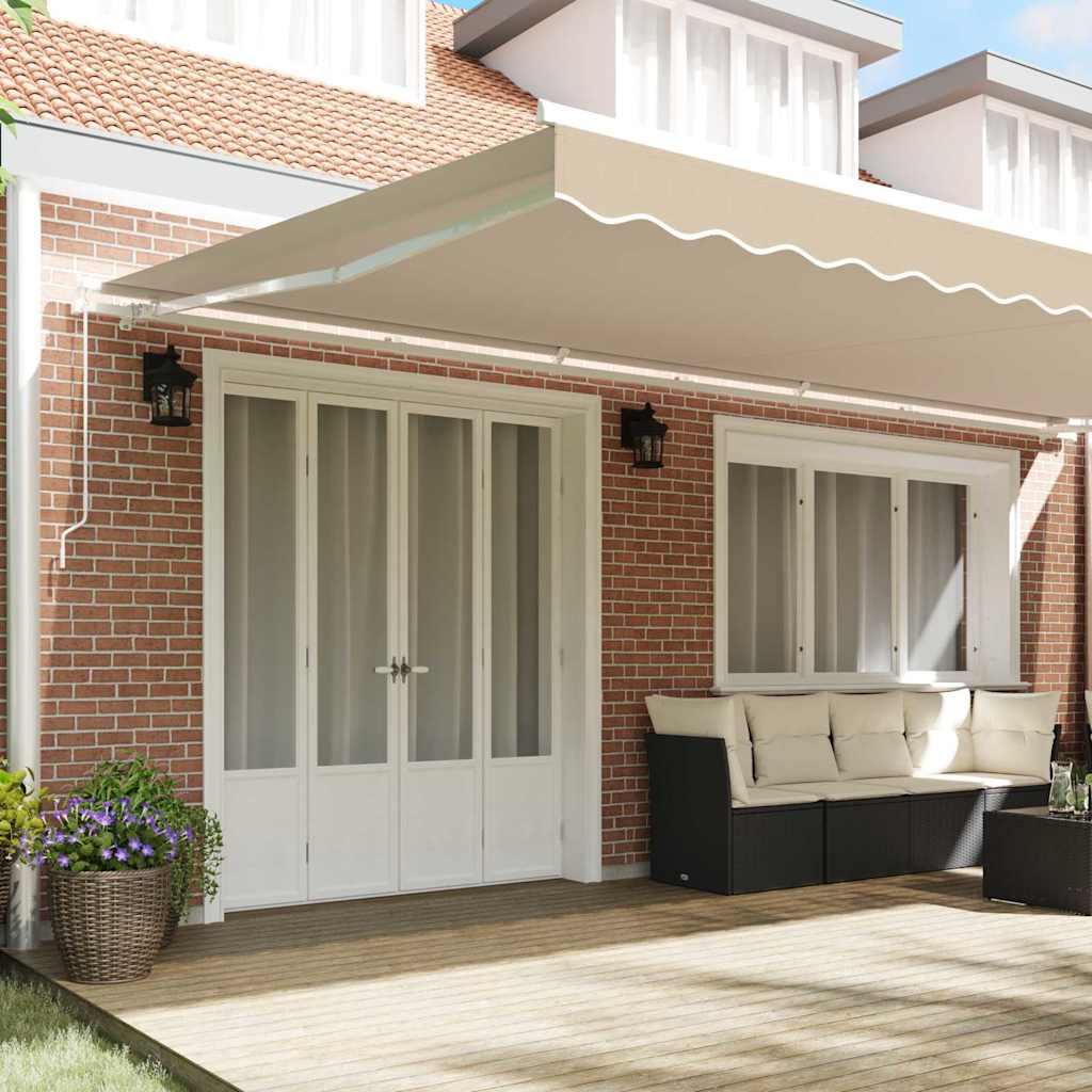 Retractable Awning Beige 600 x 350 cm Polyester and Aluminium