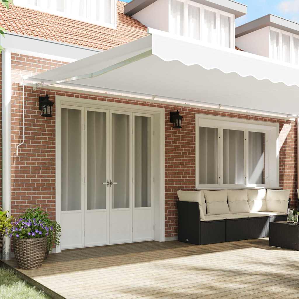 Retractable Awning White 600 x 350 cm Polyester and Aluminium