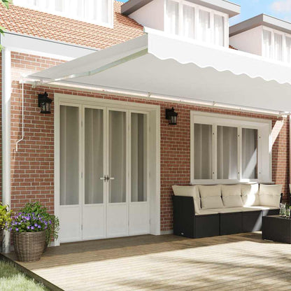Retractable Awning White 600 x 350 cm Polyester and Aluminium