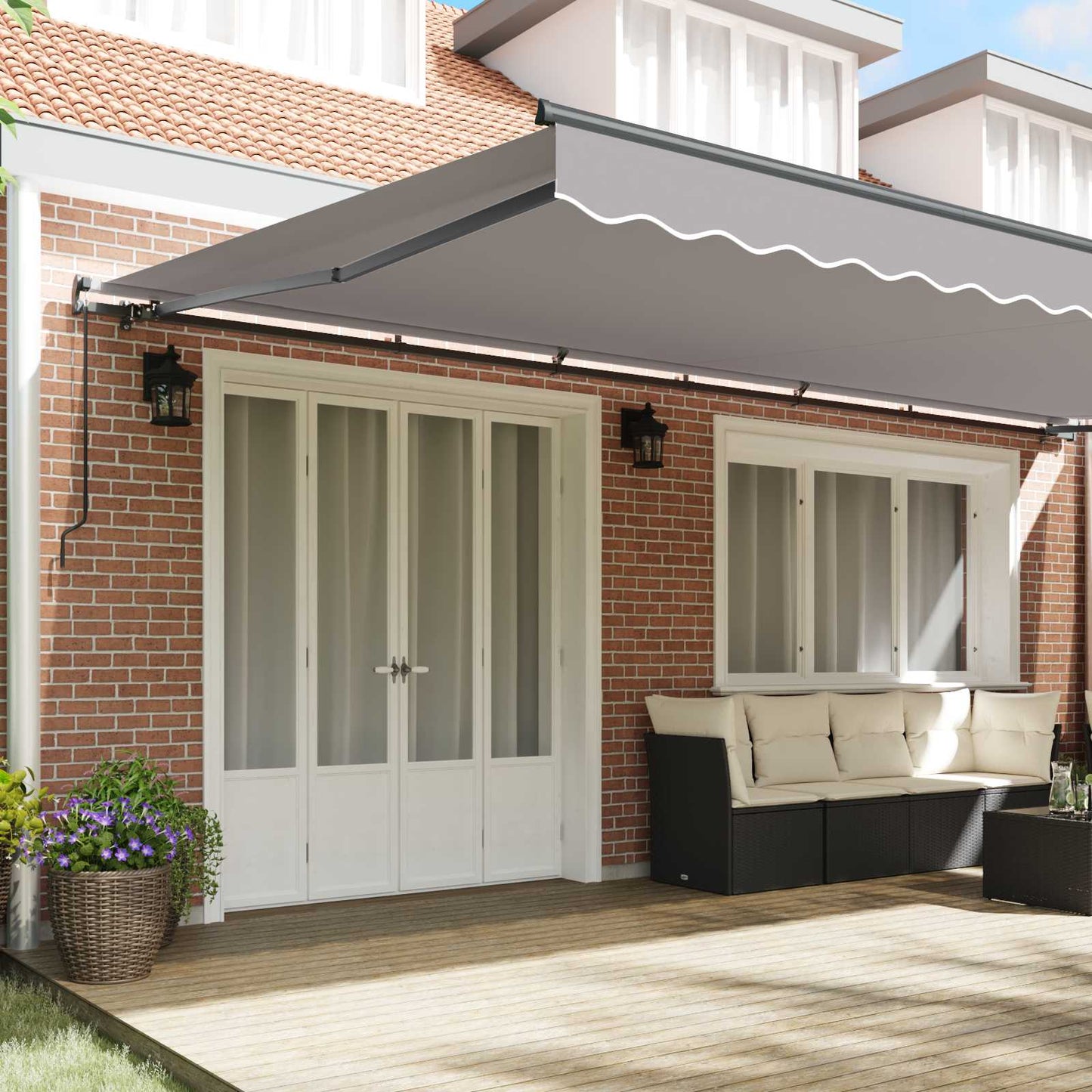 Retractable Awning Light Grey 600 x 350 cm
