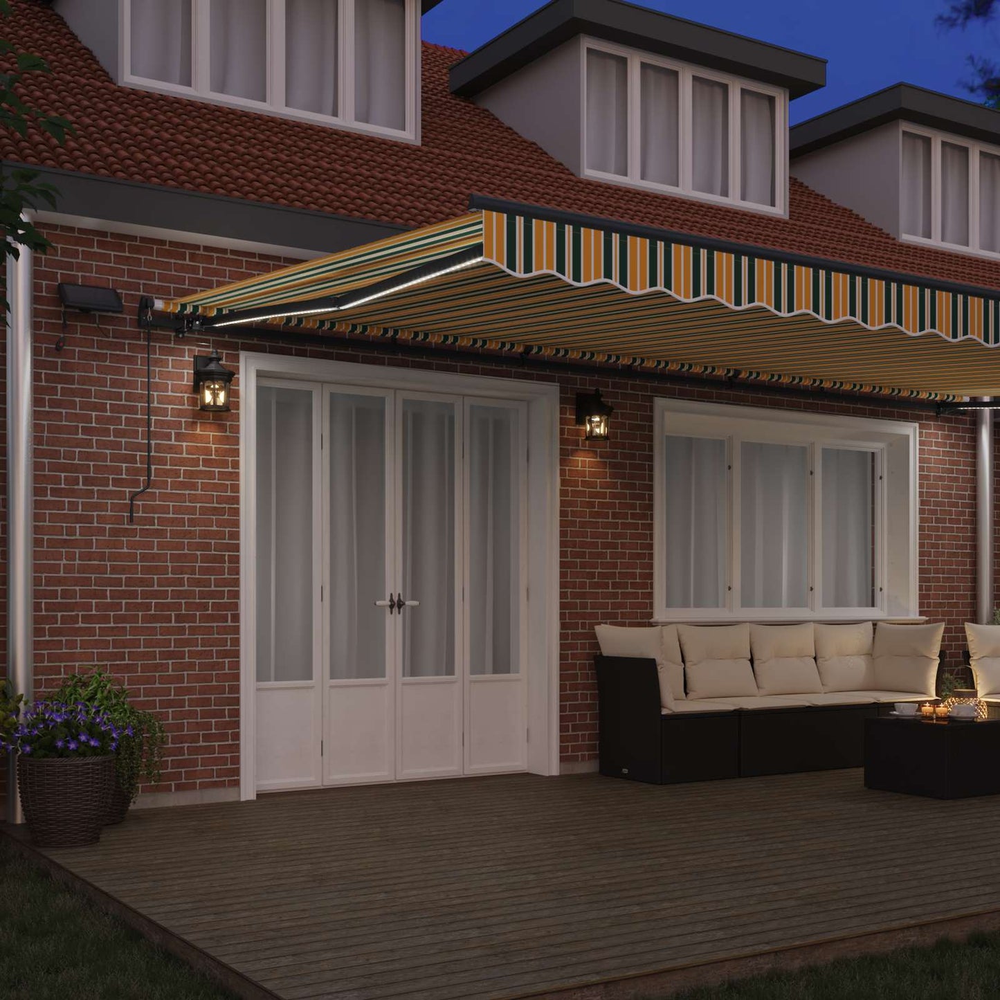 Retractable Awning Green and yellow 600 x 350 cm Fabric