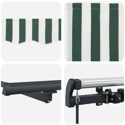 Retractable Awning Green and White 600 x 350 cm
