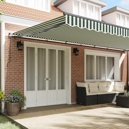 Retractable Awning Green and White 600 x 350 cm