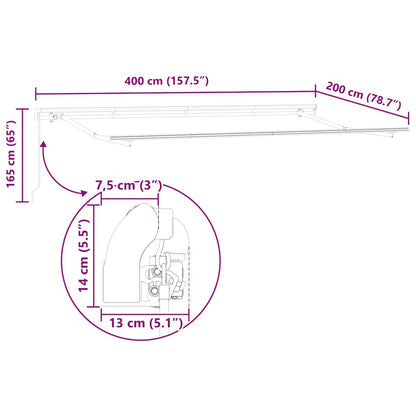 Awning Frame Retractable Manual White 4 x 2 m Metal