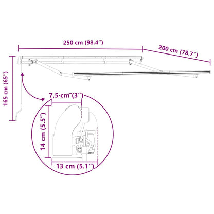 Awning Frame Retractable Manual Anthracite 2.5 x 2 m Metal