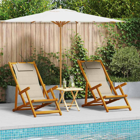 Beach Chair 2 pcs Brown Solid Acacia Wood