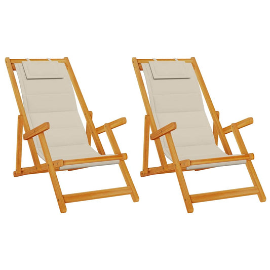 Beach Chair 2 pcs Brown Solid Acacia Wood
