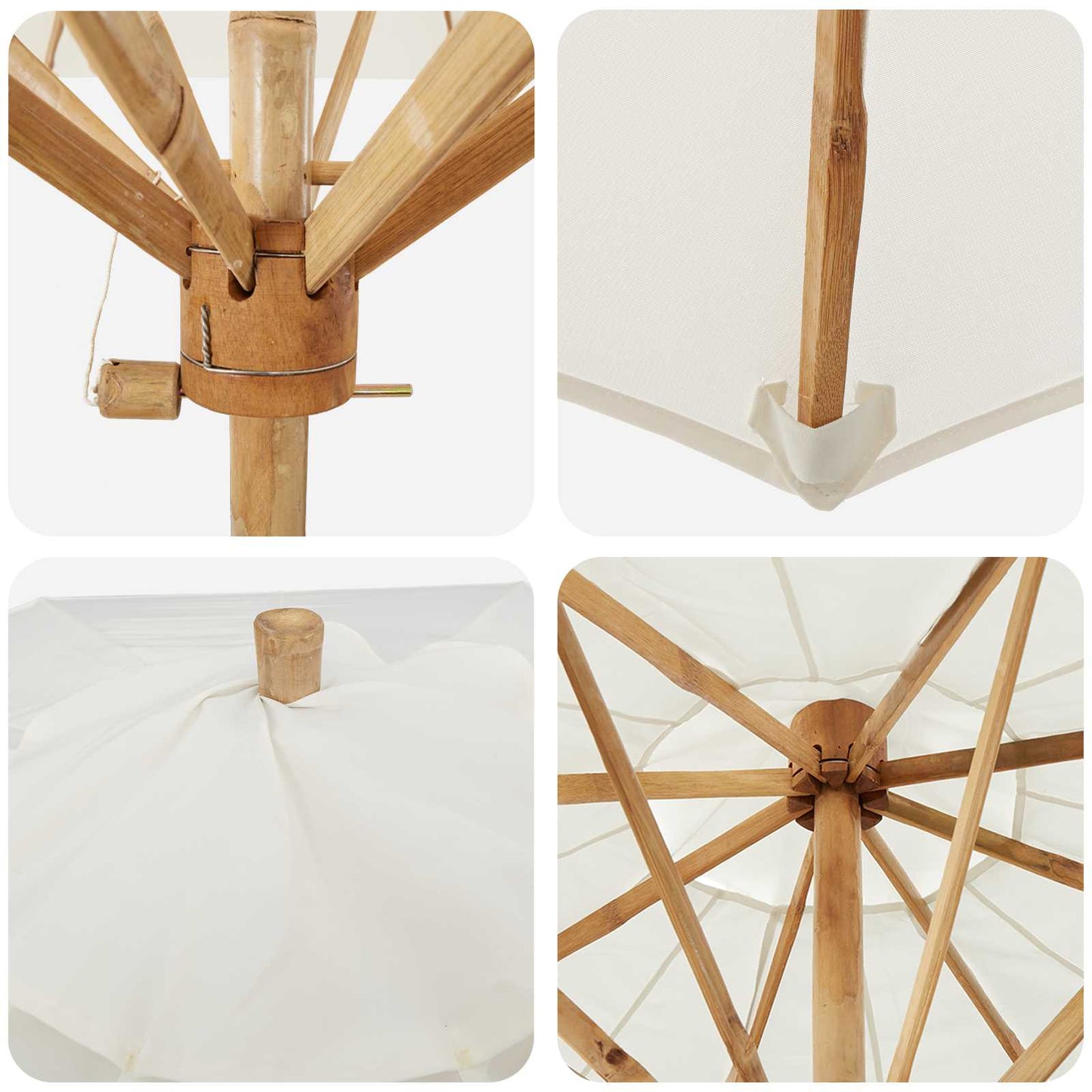 Garden Parasol Cream White Ø 270 x 260 cm Bamboo