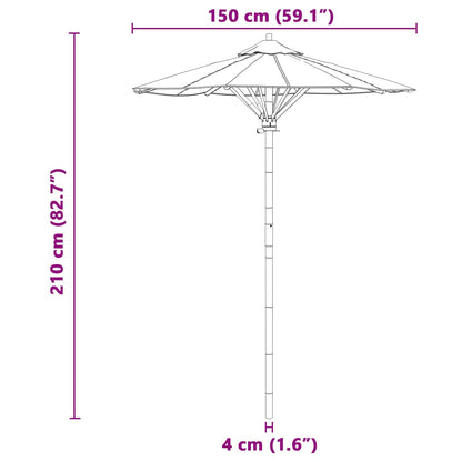 Garden Parasol Dark Grey Ø 150 x 210 cm Bamboo