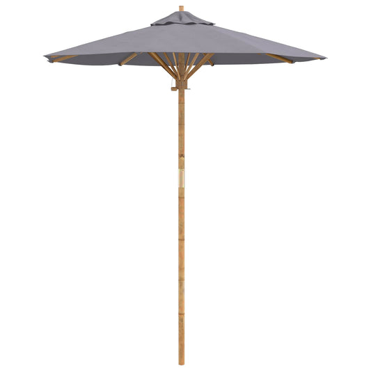 Garden Parasol Ø 180 x 230 cm Bamboo Round Dark Grey