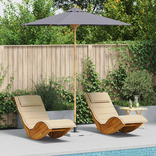 Garden Parasol Ø 240 x 260 cm Bamboo Round Dark Grey