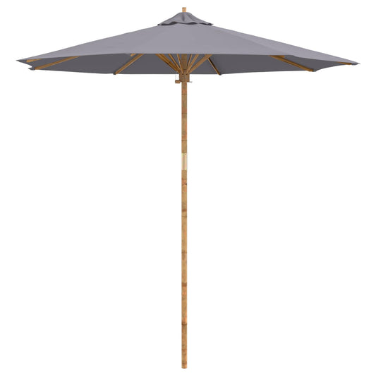 Garden Parasol Ø 240 x 260 cm Bamboo Round Dark Grey