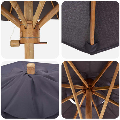 Garden Parasol Dark Grey Ø 270 x 260 cm Bamboo