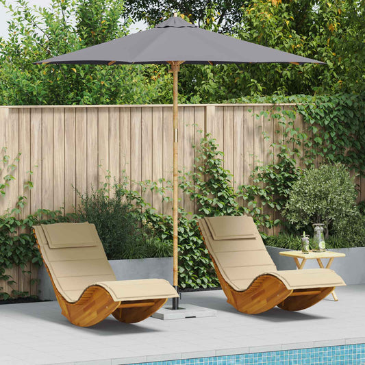 Garden Parasol Ø 270 x 260 cm Bamboo Round Dark Grey