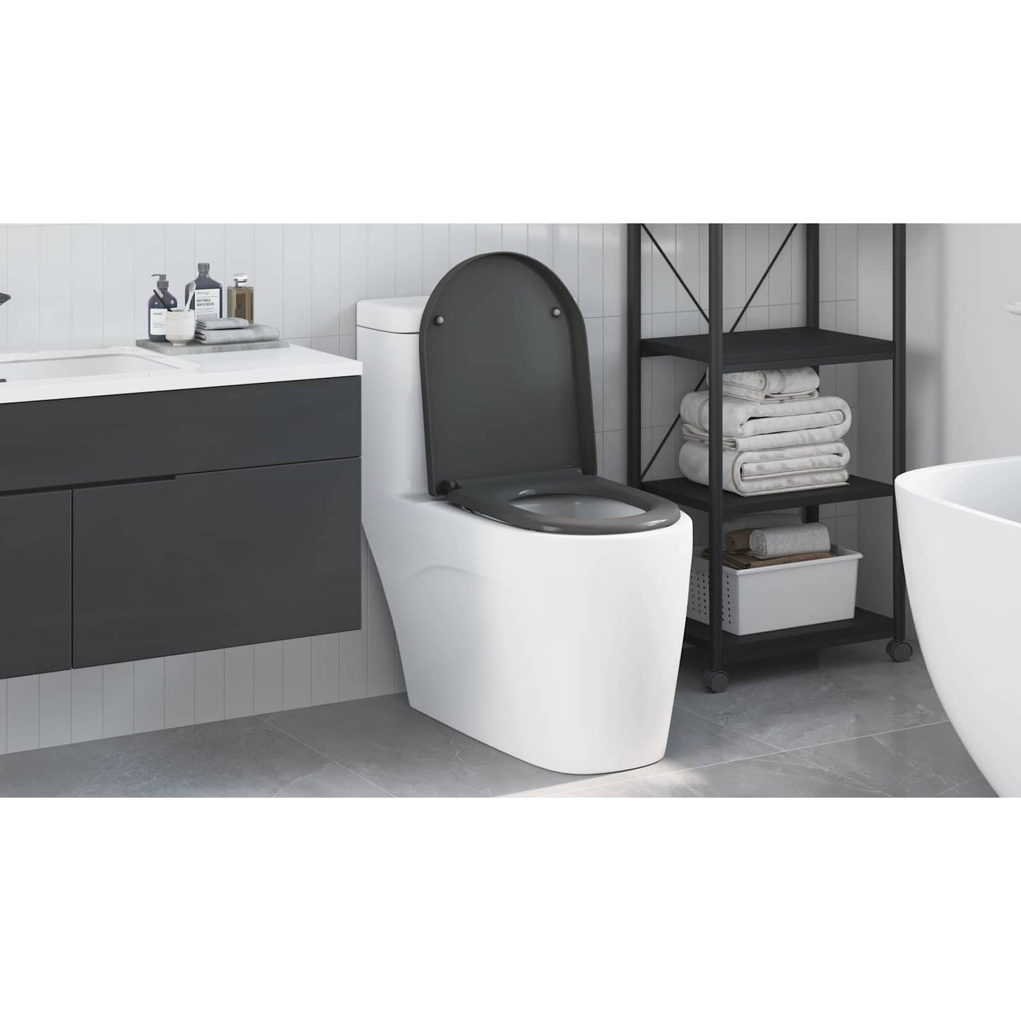 Toilet Seat Anthracite 49 x 36 x 4 cm Duroplast