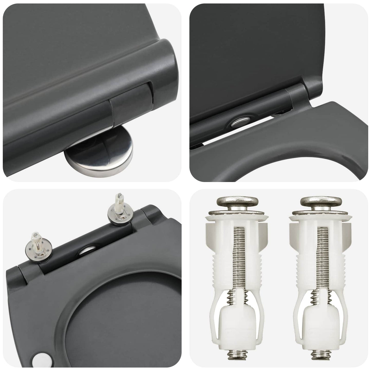 Toilet Seat Anthracite 45.5 x 37.5 x 3.8 cm Duroplast