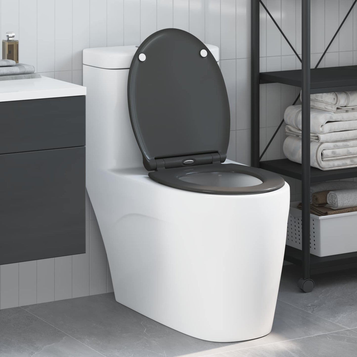 Toilet Seat Anthracite 45.5 x 37.5 x 3.8 cm Duroplast