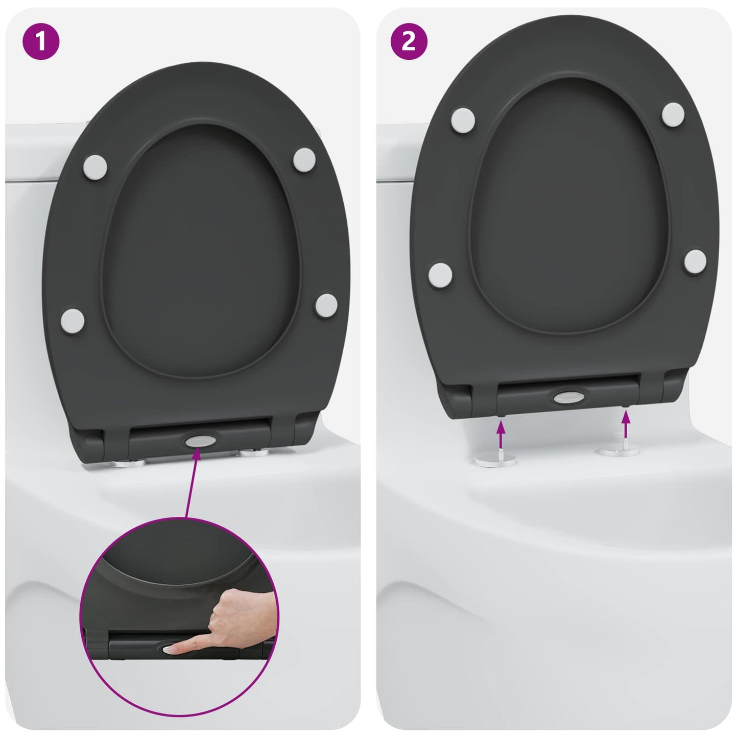 Toilet Seat Anthracite 45.5 x 37.5 x 3.8 cm Duroplast