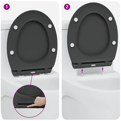 Toilet Seat Anthracite 45.5 x 37.5 x 3.8 cm Duroplast