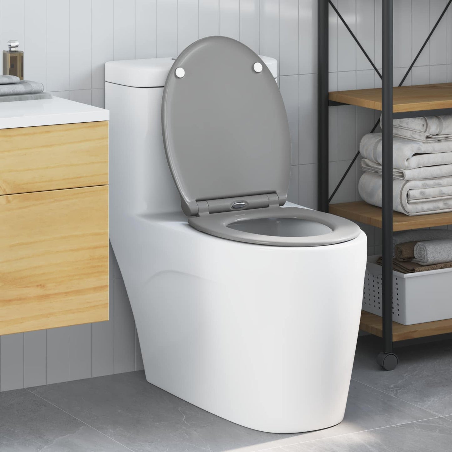 Toilet Seat Grey 45.5 x 37.5 x 3.8 cm Duroplast