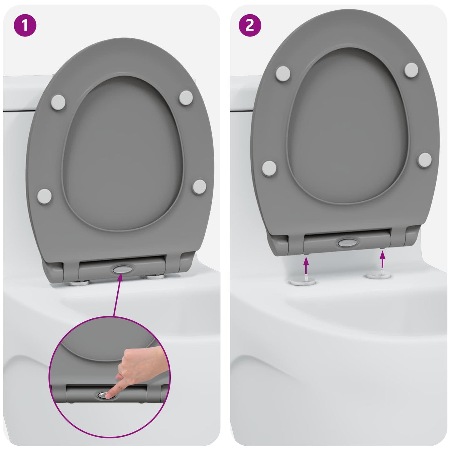 Toilet Seat Grey 45.5 x 37.5 x 3.8 cm Duroplast
