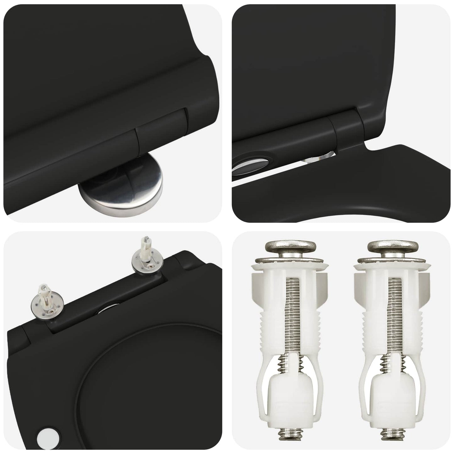 Toilet Seat Black 45.5 x 37.5 x 3.8 cm Duroplast