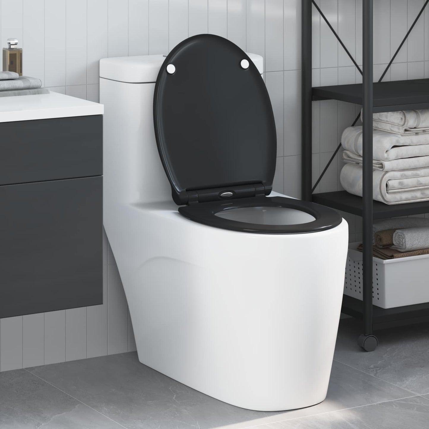 Toilet Seat Black 45.5 x 37.5 x 3.8 cm Duroplast