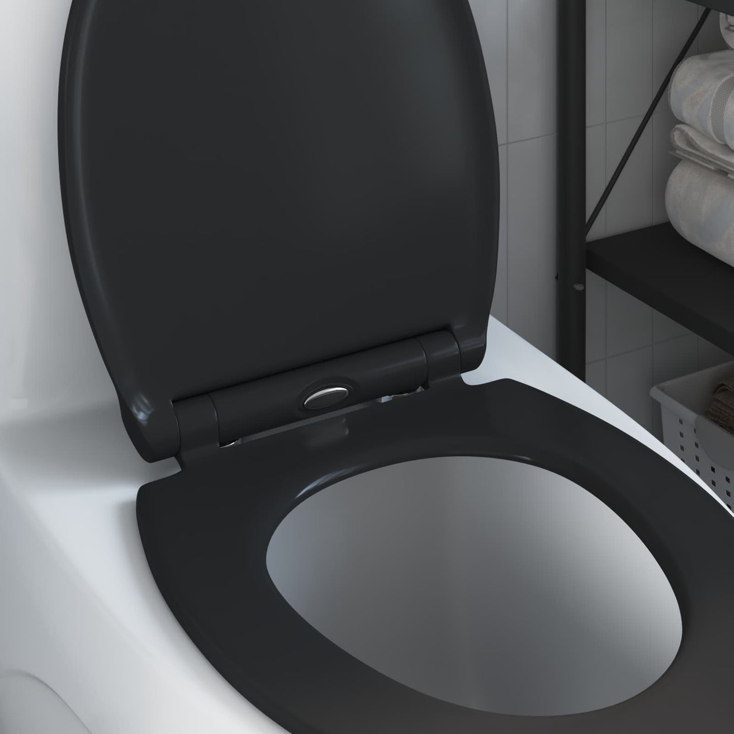 Toilet Seat Black 45.5 x 37.5 x 3.8 cm Duroplast