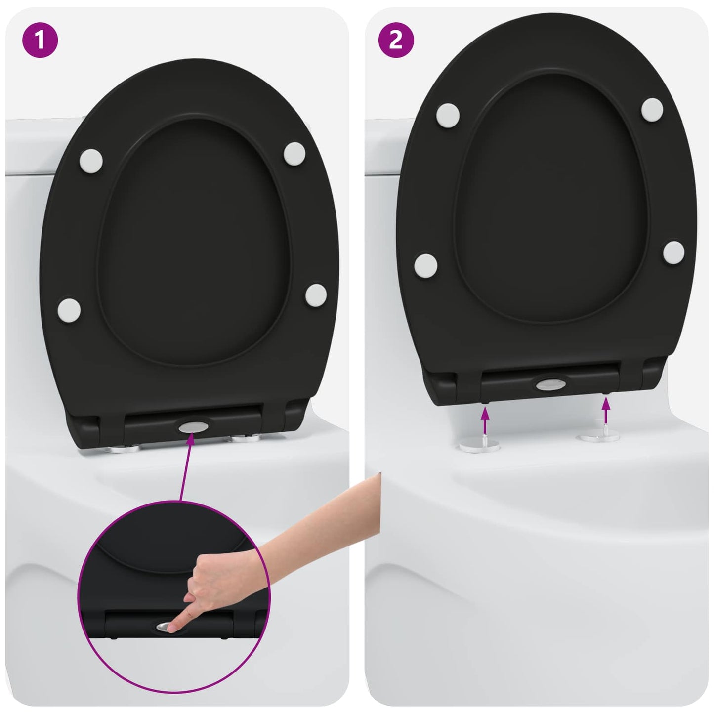 Toilet Seat Black 45.5 x 37.5 x 3.8 cm Duroplast