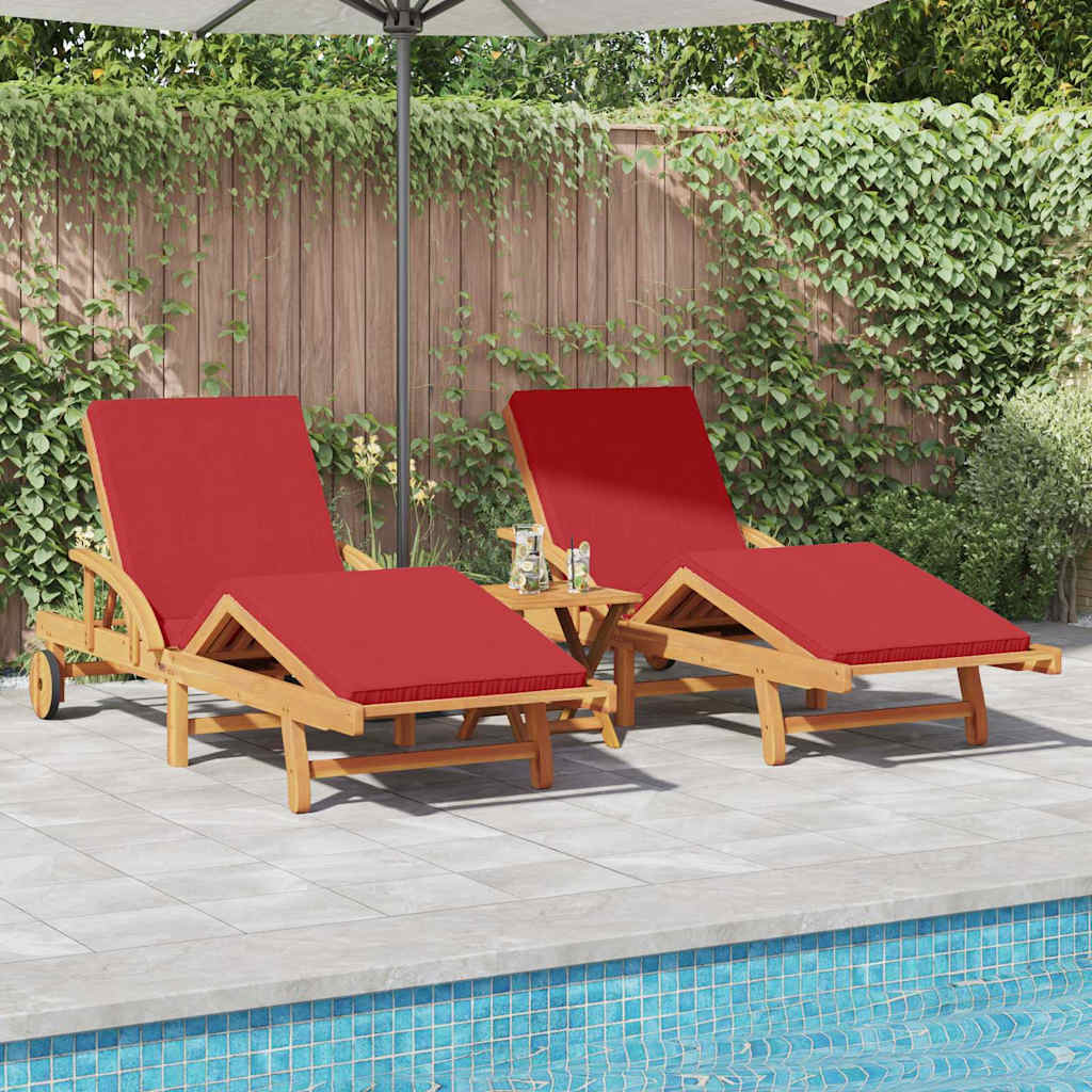 Sun Lounger 2 pcs Red 200 x 67 x 84 cm Solid Acacia Wood