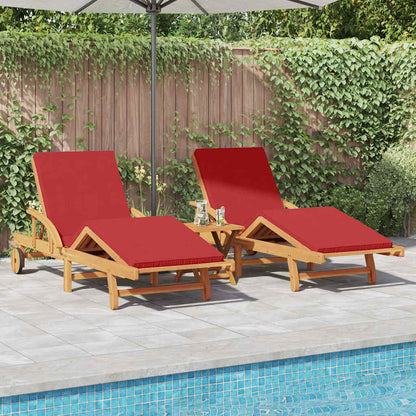 Sun Lounger 2 pcs Red 200 x 67 x 84 cm Solid Acacia Wood