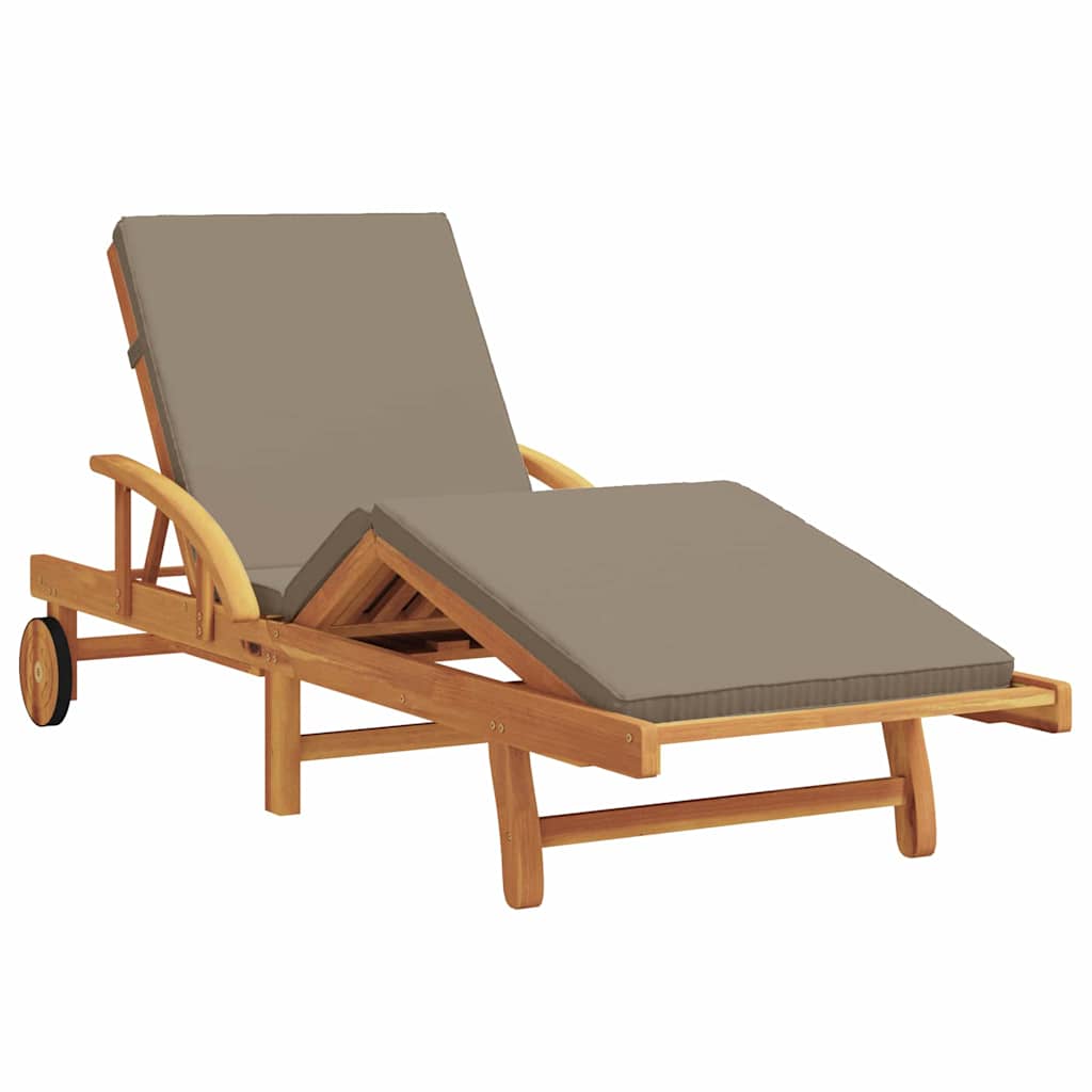 Sun Lounger 2 pcs Solid Acacia Wood Taupe