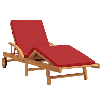 Sun Lounger 2 pcs Red Solid Acacia Wood