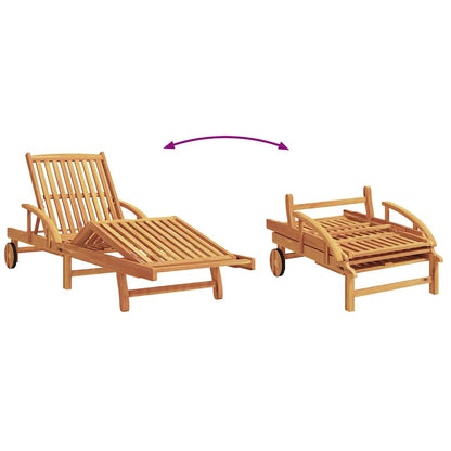 Sun Lounger 2 pcs Red Solid Acacia Wood