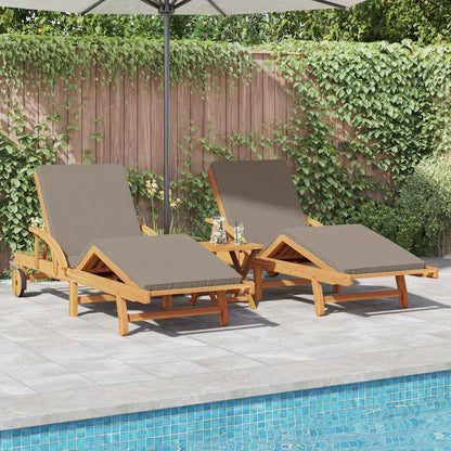 Sun Lounger 3 pcs Solid Acacia Wood Taupe